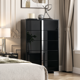 Sunvega Contemporary White Bedroom Chest with Chrome Legs and UV Finish