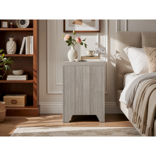 Sunvega Transitional Ash Veneer Nightstand with 2 Harringbone Look Storage Drawers