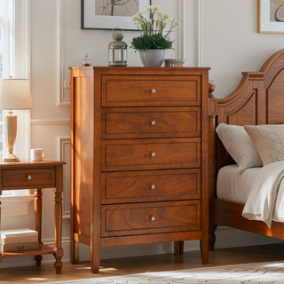 Sunvega Fully Assembled 6 Drawer Dresser with French Dovetail Wood Veneer Finish