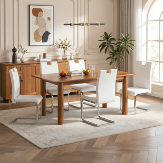 Sunvega Set of 4 Modern PU Material Bow-Shaped Chairs with Non-Slip Pads and Ergonomic Backrest