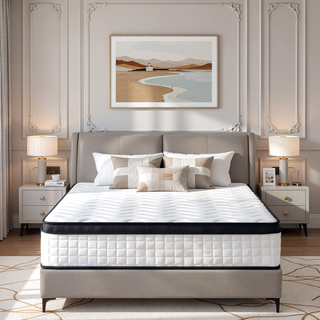 Sunvega 12 Inch Queen Size Hybrid Mattress with Memory Foam and Individually Wrapped Springs for Pressure Relief