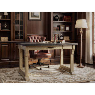 Sunvega Cashew Cement Top Kitchen Island with Hickory Veneers and Drawer