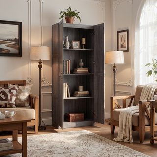 Sunvega Modern Free Standing Wardrobe Closet with 4 Large Adjustable Shelves