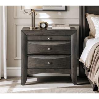 Sunvega Contemporary 2 Drawer Nightstand End Table with Jewelry Tray in Brown Finish
