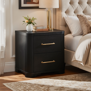 Sunvega Modern Style Bedroom Nightstand with 2 Dovetail Drawers and Charcoal Finish