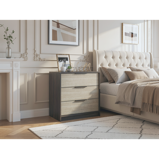 Sunvega Three Drawer Rectangle Dresser in Wenge and Light Oak Finish