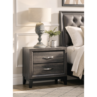 Sunvega Rustic Grey Oak Modern Nightstand with 2 Drawers Bedroom Furniture
