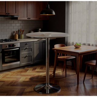 Sunvega Adjustable Contemporary Bar Table with Acrylic Top and Chrome Base
