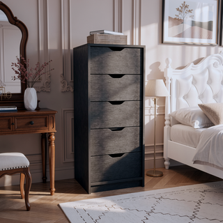 Sunvega 5 Drawer Tall Dresser with Pull Out System in Fine White Finish