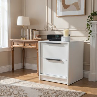 Sunvega Modern 18 Inch High Nightstand with Two Large Storage Drawers