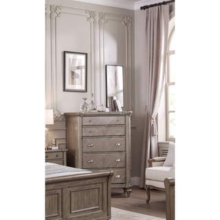 Sunvega Luxury Classic Antique Silver Champagne Finish 2-Drawer Nightstand Bedside Table