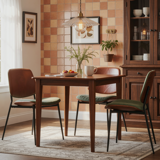Sunvega Mid Century Modern Retro French Style Dining Chairs Set of 2 with Walnut Bentwood Back