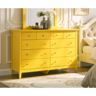 Sunvega Bright Yellow Storage Dresser With Ample Space For Modern Interiors