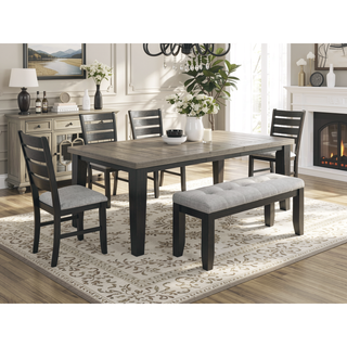 Sunvega Contemporary Light Gray Upholstered Button Tufted Bench with Dark Tapered Wood Legs