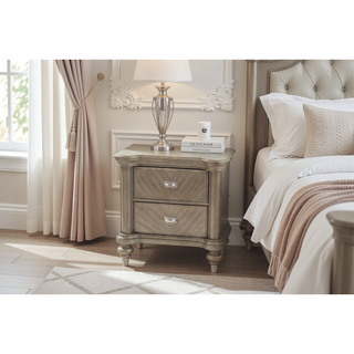 Sunvega Champagne Nightstand with Wood Construction 28 by 18 by 28 Inches