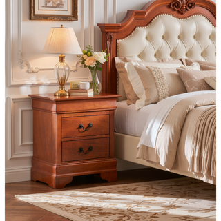 Sunvega Elegant Oak Nightstand With Classic Design and Ample Surface