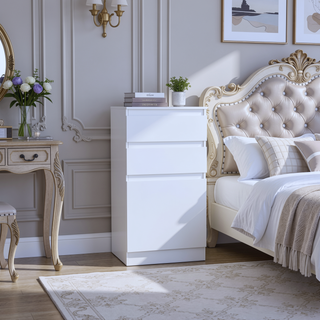 Sunvega White Jewelry Box with Flip Top Mirror and Two Drawers