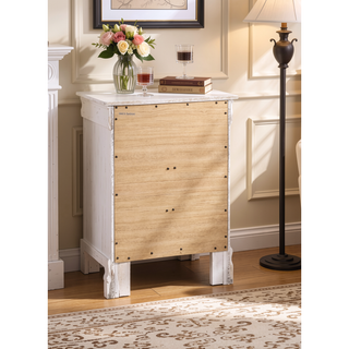 Sunvega Bright White Traditional Nightstand with Three Drawers for Bedroom