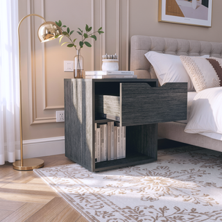 Sunvega 50x40x60 cm Nightstand End Table with Spacious Sliding Drawer