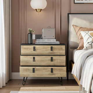 Sunvega Hairpin Leg Dresser with Three Drawers and Spacious Top Surface