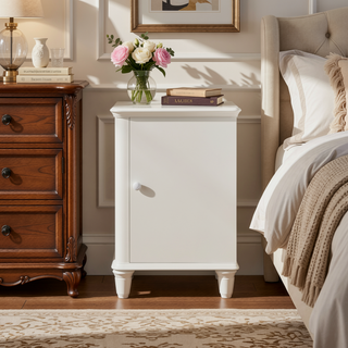 Sunvega Pearl White Finish Luxury Glam 2-Drawer Wooden Bedroom Nightstand