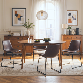 Sunvega Solid Pine Mid-Century Extension Dining Table with Removable Leaf