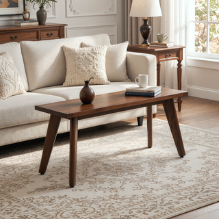 Sunvega Solid Red Oak Wood Bench with Tapered Legs for Dining and Entryway
