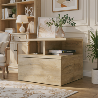 Sunvega Floating Nightstand with 2-Tier Shelf and Spacious Drawer for Easy Storage