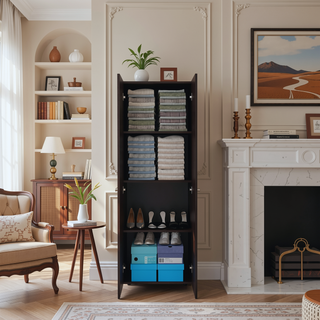 Sunvega Two Door Closet System with Fixed Shelves for Bedroom and Laundry Room Organization