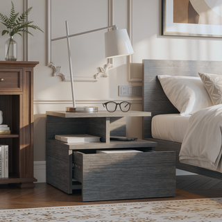 Sunvega Floating Nightstand with Large Drawer and Multiple Shelves for Storage or Decor