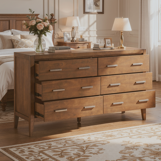 Sunvega Transitional Light Brown Nightstand with Dovetail Drawer and Open Shelf