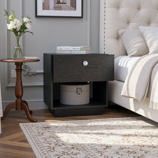 Sunvega White Nightstand with Convenient Drawer and Open Lower Shelf for Bedroom