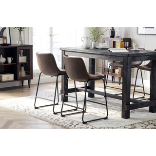 Sunvega Antique Wood Finished Counter Height Dining Set with Four PU Leather Chairs