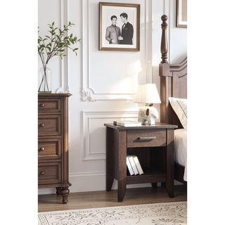 Sunvega Modern Gray Bedside Table With Storage And Sleek Lines