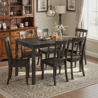 Sunvega Solid Gray-Brown Wood Rectangular Dining Table with Spacious Tabletop