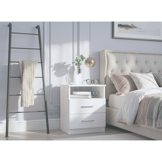 Sunvega Nightstand with Two Drawers and Shelf for Bedroom or Living Room