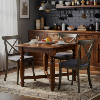 Sunvega Modern Polyester Upholstered Cross Back Dining Chairs Set of 2