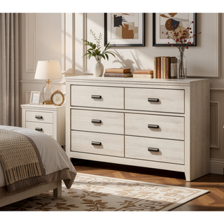 Sunvega Contemporary Brown Mix Finish Nightstand with Two Storage Drawers and Black Metal Pull