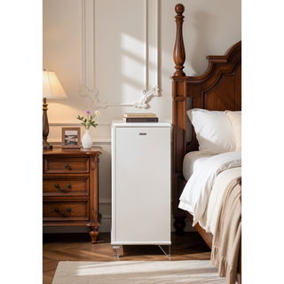 Sunvega Modern Pearl White Finish Nightstand with Spacious Drawers and Acrylic Legs