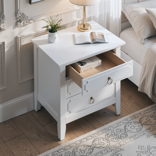 Sunvega Fully Assembled 3-Drawer Nightstand with Polished Nickel Hardware