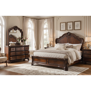 Sunvega Traditional Style 9-Drawer Wood Dresser with Metal Pulls in Dark Walnut