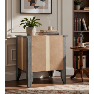 Sunvega Modern Gray Bedside Table With Storage And Sleek Lines