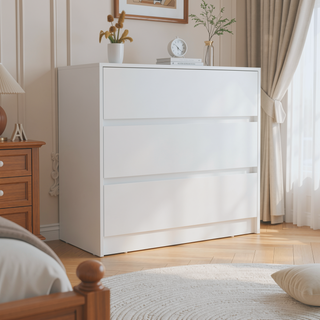 Sunvega White Contemporary Three Drawer Dresser with Pull Out Mechanism