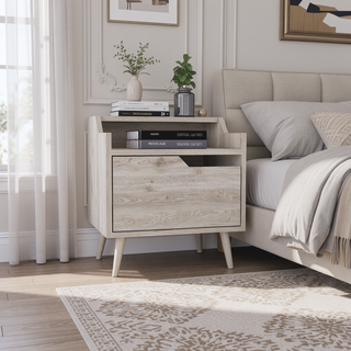 Sunvega Floating Nightstand with Spacious Drawer and Two-Tier Top for Bedroom Storage