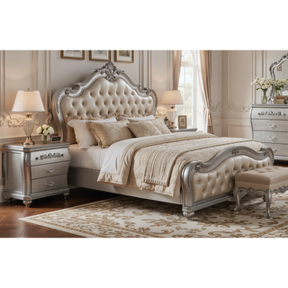 Sunvega Silver Traditional 3-Drawer Nightstand with Metal Pulls for Bedroom