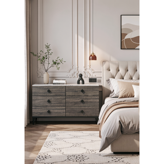 Sunvega Fabric Upholstered Button Tufted Panel Bed with Wooden Frame