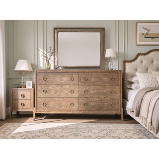 Sunvega 6 Drawer Dresser in Latte Finish with Elm Veneers and Softer Modern Design