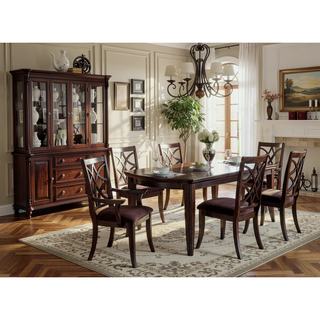 Sunvega Keenan Dark Walnut Finish Rectangular Dining Table with 1 Leaf
