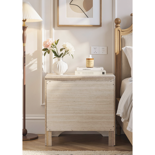 Sunvega Chic Nightstand with Textured Surface and Jewelry Drawer for Bedroom