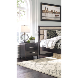 Sunvega Gray Transitional Style Nightstand with Felt-lined Drawers and Nickel Hardware